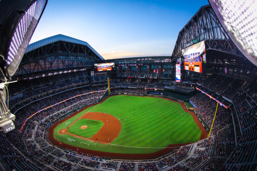 Globe Life Field, home of the Texas Rangers is seen in a outside