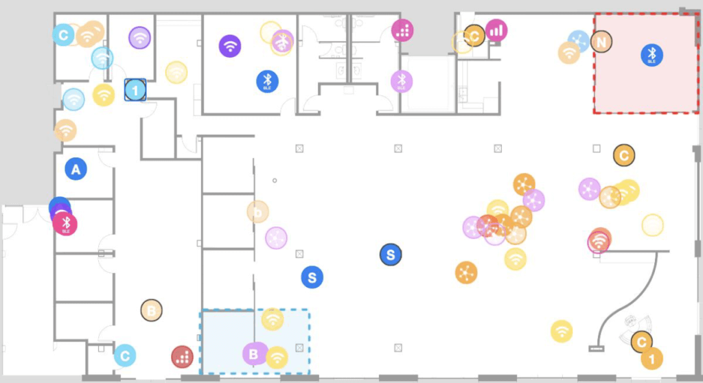 Aruba Bastille mobile devices floorplan map