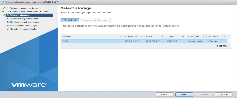 NetEdit: Select Storage